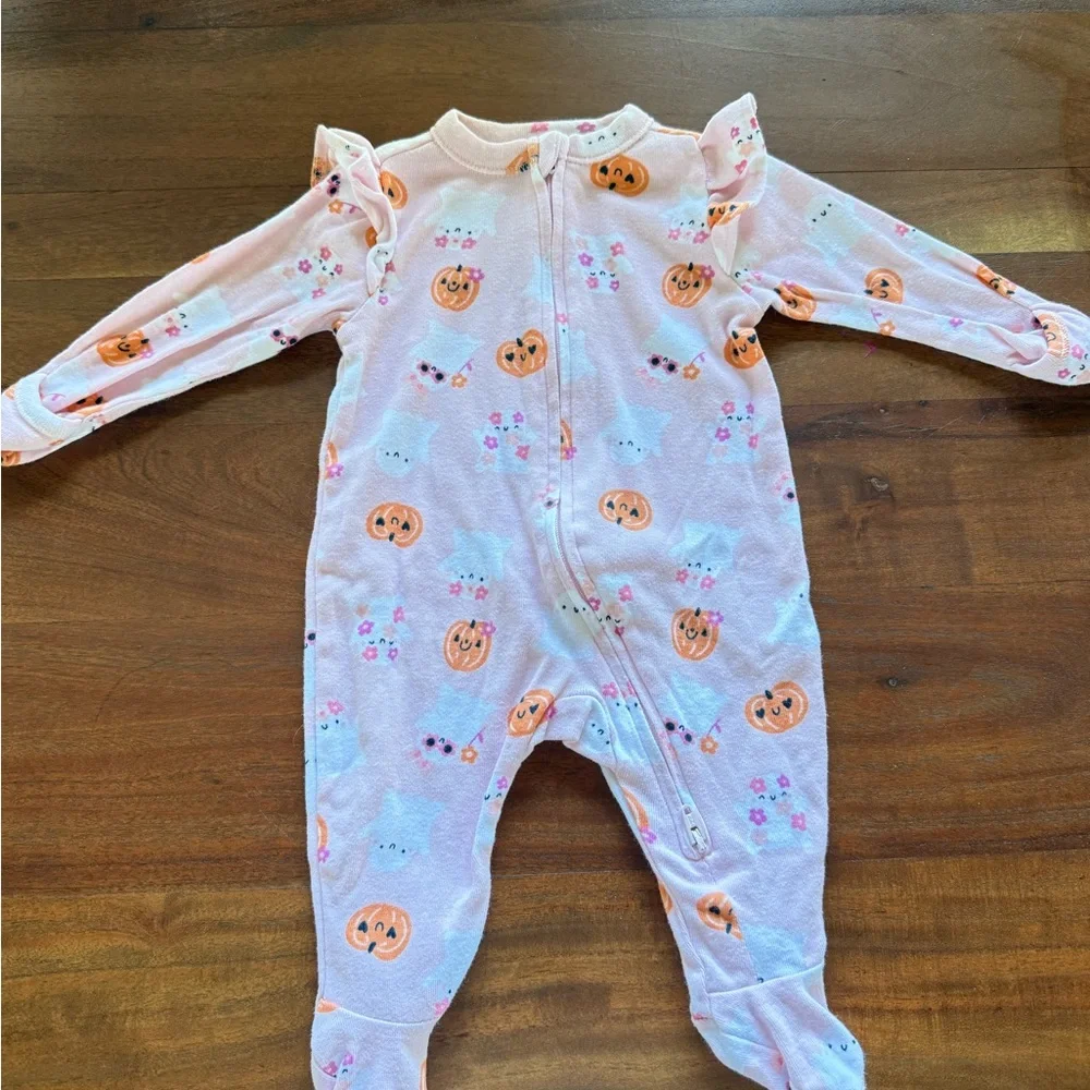 Old Navy‎ Pink and Orange Pumpkin Kids Footie